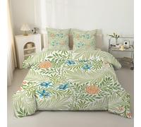 Couette 140x200 4 Saisons, Feuilles et fleurs - Couette Imprimée Tempérée Pour Lit 1 Personne Réversible Légère, Sans Housse Plantes tropicales Vert - Edredon Duvet avec 2 Taies d'Oreiller S13