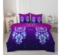 Couette 140x200 cm Enfant Attrape-RêVes - Couette Imprimée Ciel étoilé 4 Saisons en Microfibre Duvet Legere et Chaude, Edredon Violet pour Lit 1 Personne avec 2 Taies d'oreiller 65x65 cm