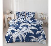 Couette 140x200 cm Enfant Cocotiers Tropicaux - Couette Imprimée Plante 4 Saisons en Microfibre Duvet Legere et Chaude, Edredon Bleu pour Lit 1 Personne avec 2 Taies d'oreiller 65x65 cm
