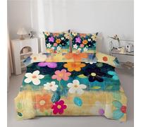 Couette 140x200 cm Enfant Fleurs RéTro - Couette Imprimée Mignon 4 Saisons en Microfibre Duvet Legere et Chaude, Edredon Couleur pour Lit 1 Personne avec 2 Taies d'oreiller 65x65 cm