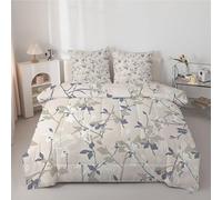 Couette 140x200 cm Enfant Plantes Abstraites - Couette Imprimée Feuilles 4 Saisons en Microfibre Duvet Legere et Chaude, Edredon Crème pour Lit 1 Personne avec 2 Taies d'oreiller 65x65 cm