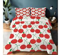 Couette 140x200 Enfant Cerise Couette sans Housse Lavable Fond Blanc 1 Personne Imprimée Édredon Chaude, Décoration - Edredon Microfibre Douce, 2 Taies d'oreiller 65x65 YUb579