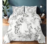 Couette 140x200 Enfant Feuilles de Vigne Couette sans Housse Lavable Blanc cassé 1 Personne Imprimée Édredon Chaude, Décoration - Edredon Microfibre Douce, 2 Taies d'oreiller 65x65 YUa1203