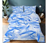 Couette 140x200 Enfant Feuilles Pointues Couette sans Housse Lavable Bleu 1 Personne Imprimée Édredon Chaude, Décoration - Edredon Microfibre Douce, 2 Taies d'oreiller 65x65 YUb513