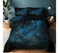 Couette 140x200 Enfant Nébuleuse Bleue Couette sans Housse Lavable Illustration 1 Personne Imprimée Édredon Chaude, Décoration - Edredon Microfibre Douce, 2 Taies d'oreiller 65x65 YUa1125