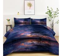 Couette 140x200 Enfant Silhouettes d'arbres Couette sans Housse Lavable Violet 1 Personne Imprimée Édredon Chaude, Décoration - Edredon Microfibre Douce, 2 Taies d'oreiller 65x65 YUe633