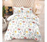 Couette 140X200 Fleurs Colorées Couette Chaude, Édredon 200Gsm pour 4 Saisons, Couette Imprimée en Microfibre 240X220 pour Hiver Et Automne, Hypoallergénique, Literie