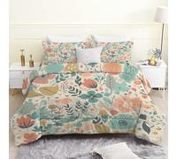 Couette 140x200 Imprimée Fleurs D'Été Couette 4 Saisons Beige Couette sans Housse Couette 1 Personne en Microfibre, Couette Réversible Ultra Douce Lavable en Machine