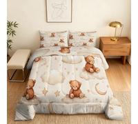 Couette 140x200 Imprimée Ours - 4 Saisons, Couette 1 Personne Nuage Enfant, 1 Taie d'oreiller 65x65, Décoration - Edredon Microfibre Douce sans Housse #r306