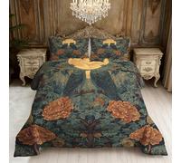 Couette 140x200 Imprimée William Morris Hibou, 4 Saisons, Couette 1 Personne Réversible Motif Fleurs Vintage Forêt Gothique, 1 Taie d'oreiller 65x65, Decoration Chambre, Ultra Douce BZ-USA1324