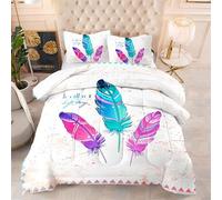 Couette 140X200 Plumes Colorées Couette 2 Personnes Couette Chaude, Édredon 200Gsm pour 4 Saisons,Couette Lestée en Microfibre Bedding Couette,Couette Dodo,Couette Imprimée