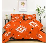 Couette 140x200cm 4 Saisons, Couettes Imprimée Simple, Couette Matelassée Éléments Abstraits Géométriques Et Tribaux Lavable, Couleur Orange Ensemble de Literie Microfibre Chaude pour Lit 1 Personne