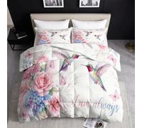Couette 155 x 220 cm Rose Enfant Decoration Couette 4 Saisons, Onirique Dégradé Fleur Rose Tempérée Couette sans Housse, Illustration Aquarelle Edredon Anti Allergie pour Lit 2 Personne Microfibre