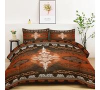 Couette 155x220 cm 4 Saisons Microfibre Housse de légère avec Rembourrage en Polyester pour 4 Saisons, Indigenous Tribal Patterns Microfibre Housse de 2 Personnes, Earth Tones