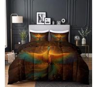 Couette 160x200 cm Phénix Créature mythologique Imprimée 4 Saisons pour Lit 2 Personnes, Edredon Réversible Couette Legere, Super Doux Sans Houss et 2 Taies d'oreiller 65x65 cm- Mythologie Fantaisie