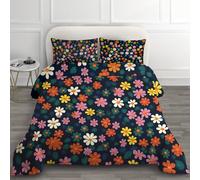 Couette 160x200 Hiver Vintage Fleur Decoration - Duvet Douce et Chaude, Couette 2 Personnes Imprimée, Couette sans Housse Lavable, Edredon avec 2 Taie d'oreillers D*-21