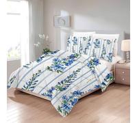 Couette 180x220 4 Saisons Fleur, Couette Imprimée Style Jardin, Couette 2 Personnes Motif Floral, Lavable Couette sans Housse, Edredon Réversible avec 2 Taies d'oreiller U-370