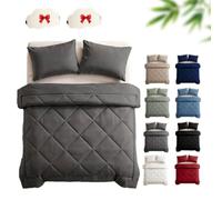 Couette 2 En 1 Sans Housse Lavable Microfibre Douce Pour Toutes Saisons | Edredon Respirant Et Confortable En Machine Avec 2 Taies D'Oreiller Couverture Moelleuse Pour La Maison Et L'Extérieur