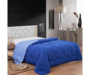 Couette 2 Personnes - Couette Imprimée - Couette en 100% Microfibre de Polyester de Haute qualité - Oeko-TEX Standard 100 - Bicolore 240x200cm Bleu - Herzberg HG2420BCO-BLU