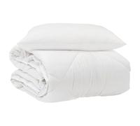 Couette 200 x 135 cm avec oreiller, 2 pièces, blanc, microfibre | Ensemble 2 pièces, couette matelassée et oreiller, polyester respirant, utilisation intérieure, lavable à 30 °C