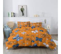 Couette 200 x 200 cm 4 Saisons - Hiver et Été Chaude - Lavable sans Housse Papillons et Fleurs Amusants comme Un Enfant Anti-Allergène Microfibre Douce Couette Réversible avec 2 Taie d'oreiller