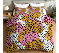Couette 200 x 200 cm 4 Saisons Moderne Élégant, Dégradé Géométrique Animal Imprimé Léopard Taches Couette Légère et Chaude Imprimée Réversible, Rose Decoration Chambre Édredon sans Housse