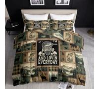 Couette 200 x 200 cm Brun Clair Enfant Couette 4 Saisons, Retro Chalet Patchwork Animal Ours Tempérée Couette sans Housse, Campagne Américaine Edredon Anti Allergie pour Lit 2 Personne Microfibre