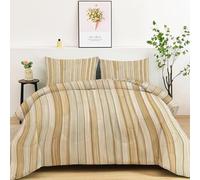 Couette 200 x 200 cm Grain Du Bois Texture Lignes Verticales Couette Couverture Respirante et Super Douce pour 4 Saisons avec 2 Taies d'oreiller, Couture en U Premium, pour Suite Matrimoniale, Beige