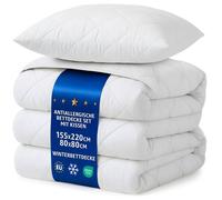 Couette 200x155 cm - edredon hiver Parure: Couette Blanche en Microfibre 155 x 220 cm avec Oreiller 80X80 cm Oeko-Tex