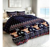 Couette 200x200 cm 4 Saisons Rne Noël Fair Isle Imprimée, Réversible | Couette Imprimée Nordique De Noël Couettes sans Housse 2 Personnes Microfibre Douce, Lavable, 2 Taies d'oreiller