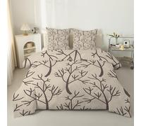 Couette 200x200 cm Impressions brunes - Couette Imprimée 200x220 Tempérée 4 Saisons Réversible Légère, Sans Housse Double face Branches - Edredon Duvet 2 Personnes avec 2 Taies d'Oreiller S243