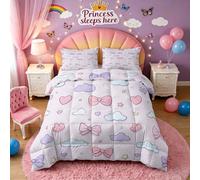 Couette 200x200 Imprimée Nœud Rose Violet - 4 Saisons, Couette 2 Personnes Cœur Nuage Étoile Cartoon Fille Enfant, 2 Taies d'oreiller 65x65, Décoration - Edredon Microfibre Douce sans Housse #c408