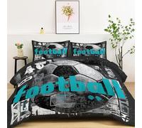 Couette 200x200cm 4 Saisons, Couettes Imprimée Rétro, Couette Matelassée Dessin Animé Ballon De Football Autocollants Lavable, Gris Ensemble de Literie Microfibre Douce et Chaude pour Lit 2 Personnes