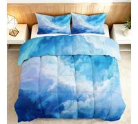 Couette 200x200cm Nuages Bleus De Rêve Couette sans Housse 4 Saisons, Couettes Imprimée Réversible Ultra Douce pour Enfant Adulte Chambre Decoration, Lavable Machine