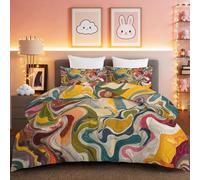 Couette 200x230cm Hiver écureuil Decoration,Duvet Douce et Art Abstraction Fluide Couette 2 Personnes Imprimée - Couleur Couettes sans Housse Lavable Edredon avec 2 Taie d'oreillers 65x65 cm