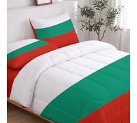 Couette 220 x 240 cm 4 Saisons Vent commémoratif du drapeau national Imprimée | Édredon Réversible Sans Housse pour Lit 2 Personnes,Drapeau la Bulgarie, Couette Légère Microfibre Douce Blanc-vert