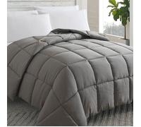 Couette 220 x 240 cm - Couette chaude et douce 400g-m2 hypoallergénique Gris Reversible 4 Saison avec Onglets d'angle