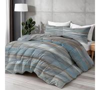 Couette 220 x 240 cm Gris Bleu Enfant Decoration Couette 4 Saisons, Côte Bois Vieilli Texture Tempérée Couette sans Housse, Ferme Rustique Edredon Anti Allergie pour Lit 2 Personne Microfibre