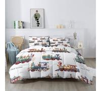 Couette 220 x 240 cm Luxe Naturelle Microfibre, Douce et Train Vintage Peint à la Main, Un Divertissement Respirante pour lit Couette Matelassée pour Les 4 Saisons, Lavable en Machine Blanc