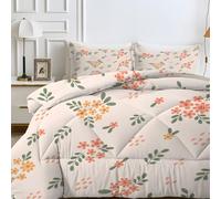 Couette 220x240 4 Saisons Motif Feuille Tropicale Imprimée Fleur pour Lit 2 Pers., Réversible sans Housse (Fleur 07)