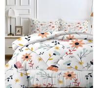 Couette 220x240 4 Saisons Motif Fleur d'Oranger Imprimée Plante 2 Personnes Réversible Sans Housse (Fleur 06, C)