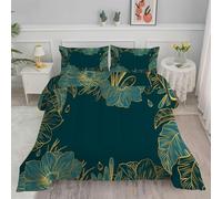 Couette 220x240 4 Saisons Vert Couette 2 Personnes 220x240, Couette Imprimée 220x240 avec Motif de Fleurs Couette sans Housse en Lavable en Machine, 1 Couette Réversible et 2 Taie d'oreiller