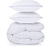 IDMarket - Couette 220x240 CM AELA en Plume d'oie Anti acarien 500 GR + 2 oreillers