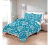 Couette 220x240 Floral - Couette Imprimée Bohème - Couette 2 Personnes san Housse - Edredon Style Chic Réversible - Couette 4 Saisons Legere avec 2 Taies d'oreiller - Lavable, U-955