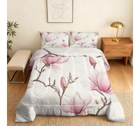 Couette 220x240 Imprimée Fleurie Rose - 4 Saisons, Couette 2 Personnes Motif Floral Moderne, 2 Taies d'oreiller 65x65, Décoration - Edredon Microfibre Douce sans Housse #b180
