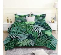 Couette 220x240 Imprimée Plantes Tropicales Couette 4 Saisons Vert Couette sans Housse Couette 2 Personnes en Microfibre, Couette Réversible Ultra Douce Lavable en Machine