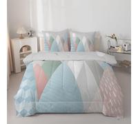 Couette 220x240 Motif géométrique - Couette sans Housse Réversible Gris Abstrait Edredon 4 Saisons pour lit 2 Personnes Legere Tempérée Lavable en Machine avec 2 Taies d'oreiller - G96