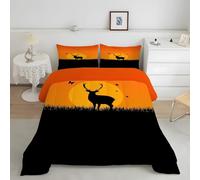 Couette 220x240 sans Housse Imprimée à Motif Cerf Sauvage Couette 2 Personnes 4 Saisons, Réversible et Lavable, Microfibre Douce Forêt Coucher Soleil Décoration Chambre MD&5