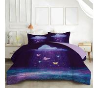 Couette 220x240 sans Housse Imprimée à Motif Nuages Fantastiques Couette 2 Personnes 4 Saisons, Réversible et Lavable, Microfibre Douce Impression de Papillons Décoration Chambre MH-38