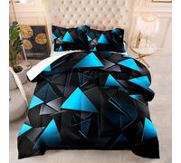 Couette 220x240 Triangle Bleu Ciel Edredon Polyester Respirante Couette 220x240 Tres Chaude Hiver Lavable Édredon 4 Saisons Couette 2 Personnes+2 Taies d'oreiller(50x75cm)